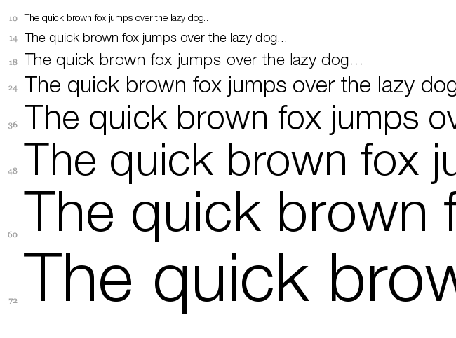 Helvetica Neue font waterfall