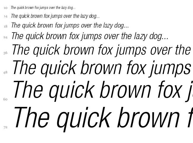 Helvetica Neue font waterfall