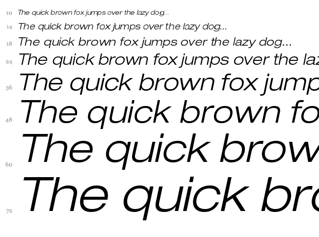 Helvetica Neue font waterfall