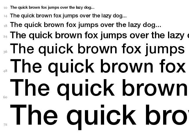 Helvetica Neue font waterfall