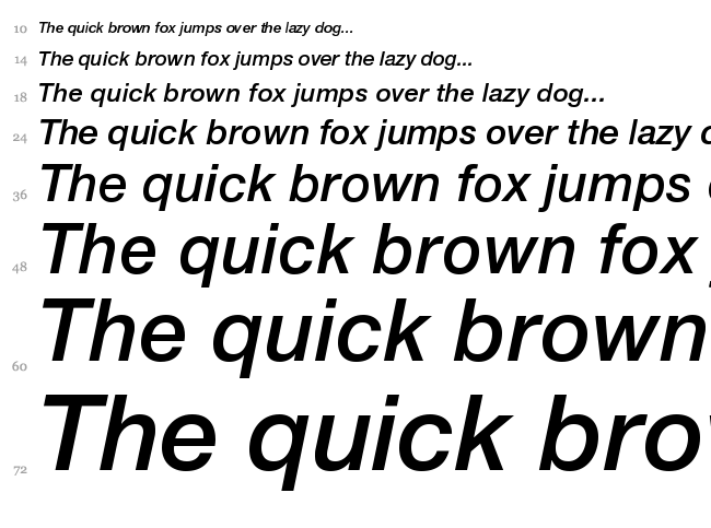 Helvetica Neue font waterfall
