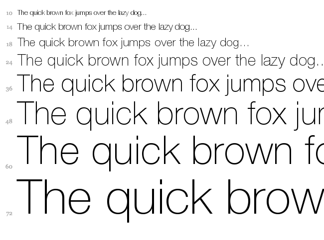 Helvetica Neue font waterfall