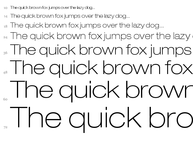 Helvetica Neue font waterfall
