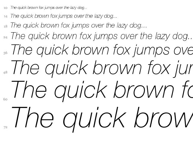 Helvetica Neue font waterfall