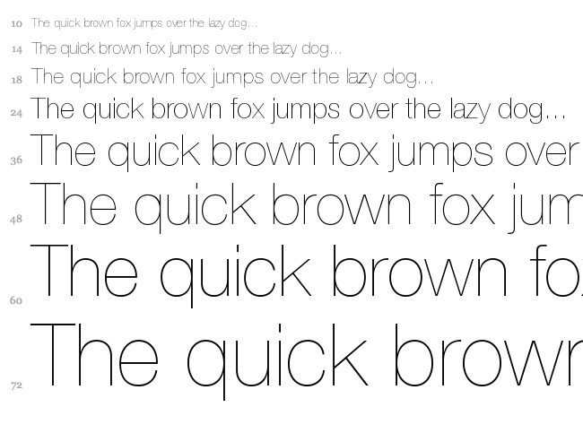 Helvetica Neue font waterfall