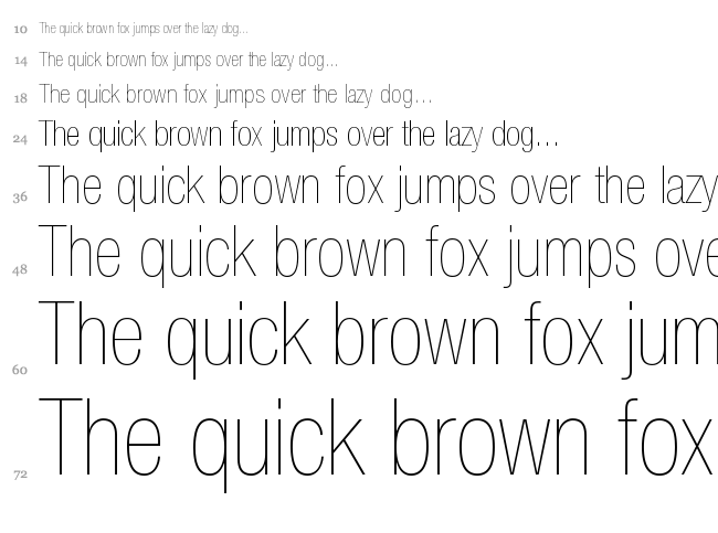 Helvetica Neue font waterfall