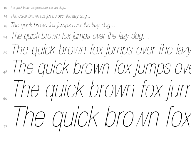 Helvetica Neue font waterfall