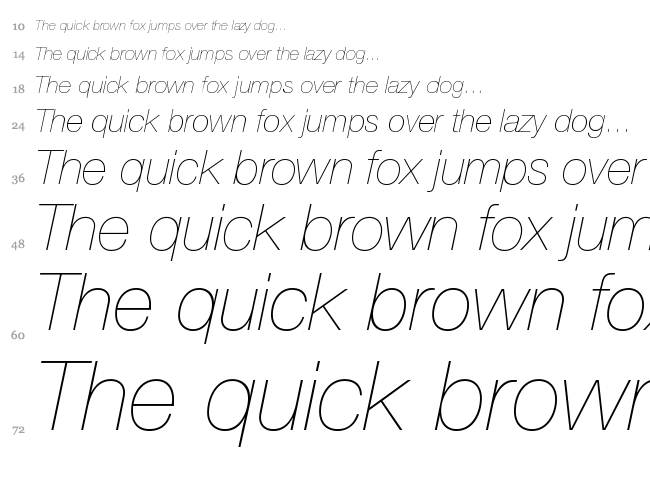 Helvetica Neue font waterfall