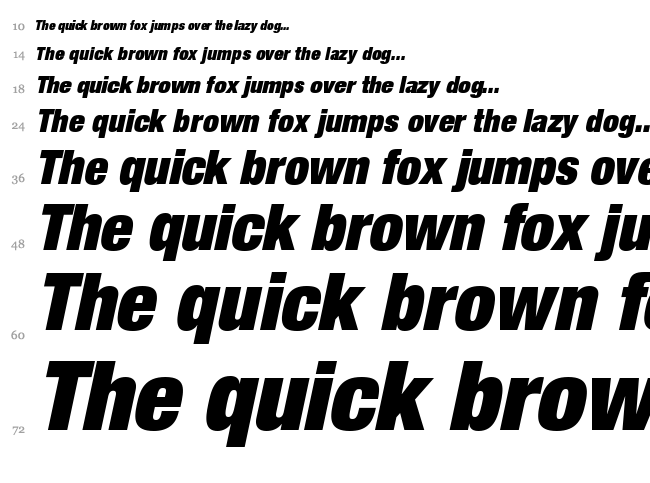 Helvetica Neue font waterfall