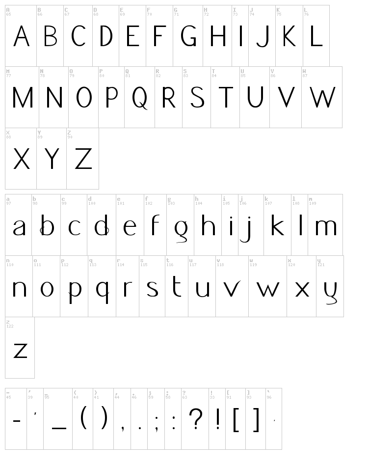 Jacks Font font map