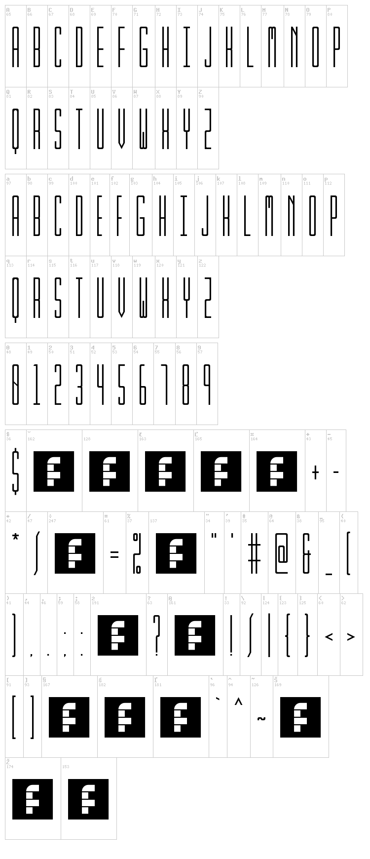 Kibby Sans font map