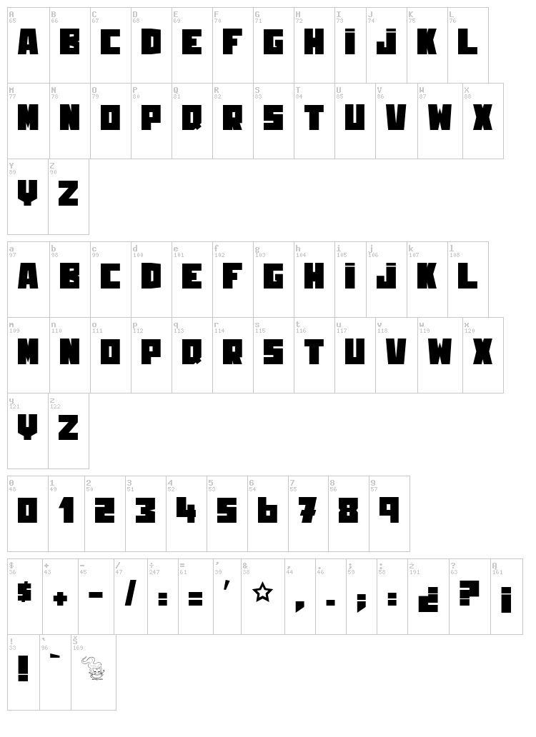 King & Rooster font map