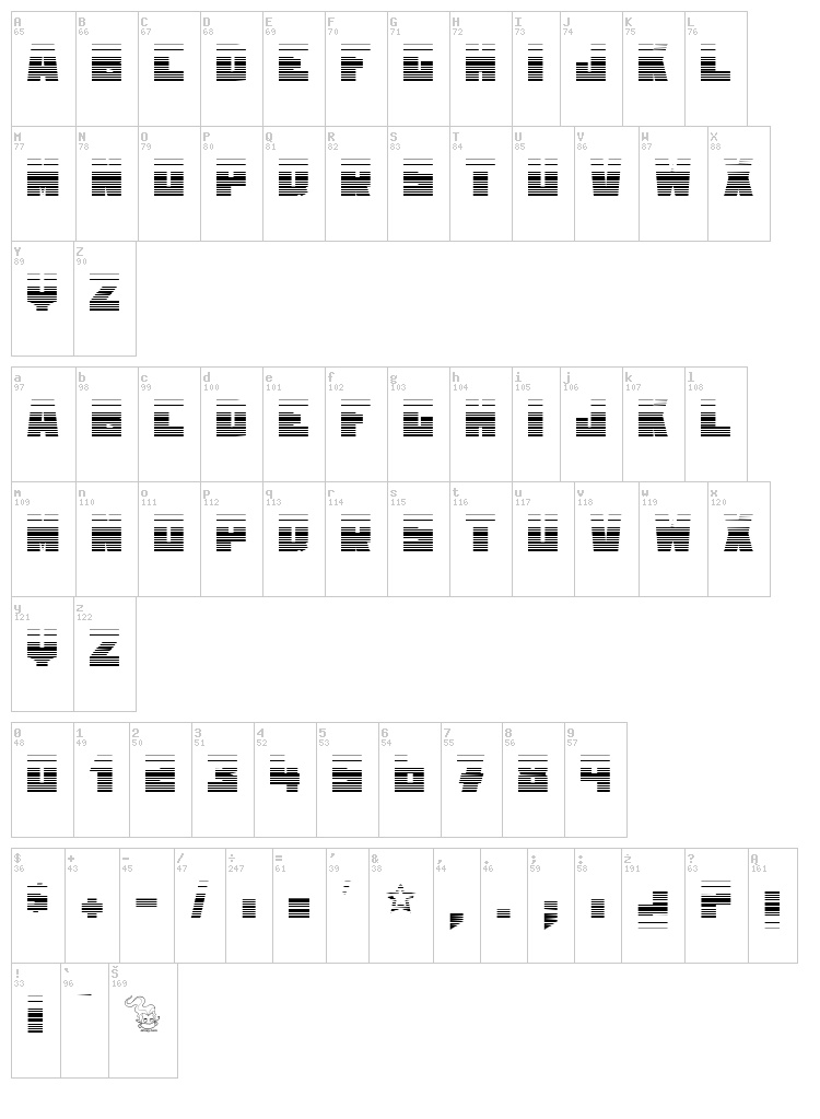 King & Rooster font map