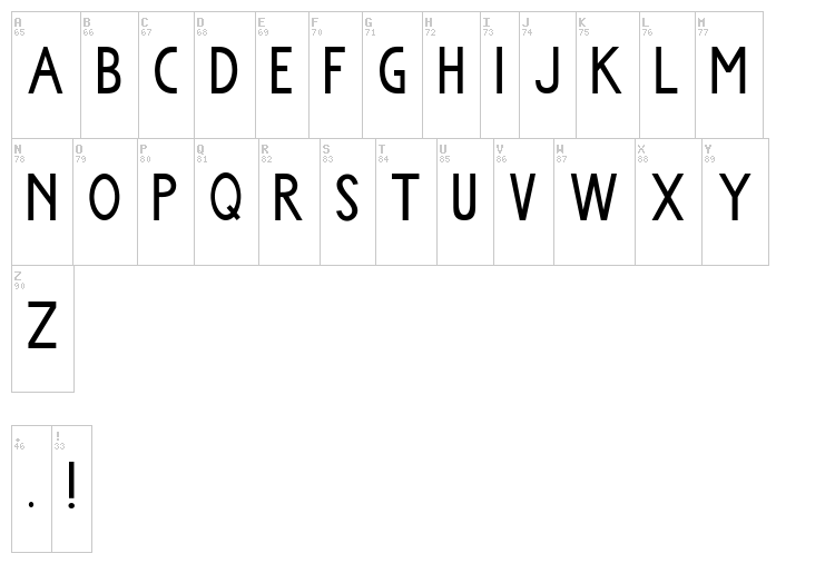 Komorebi font map