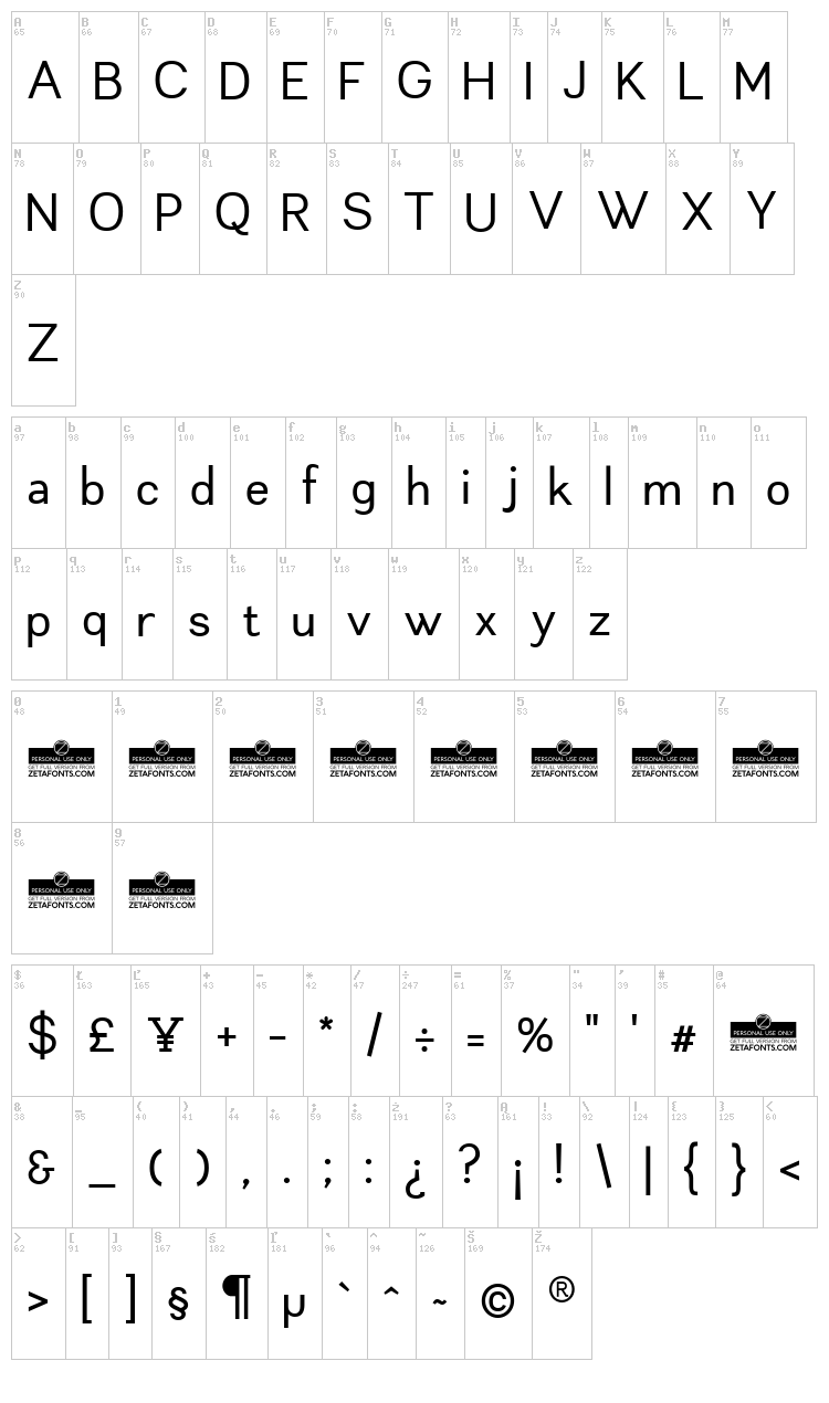 Leon font map