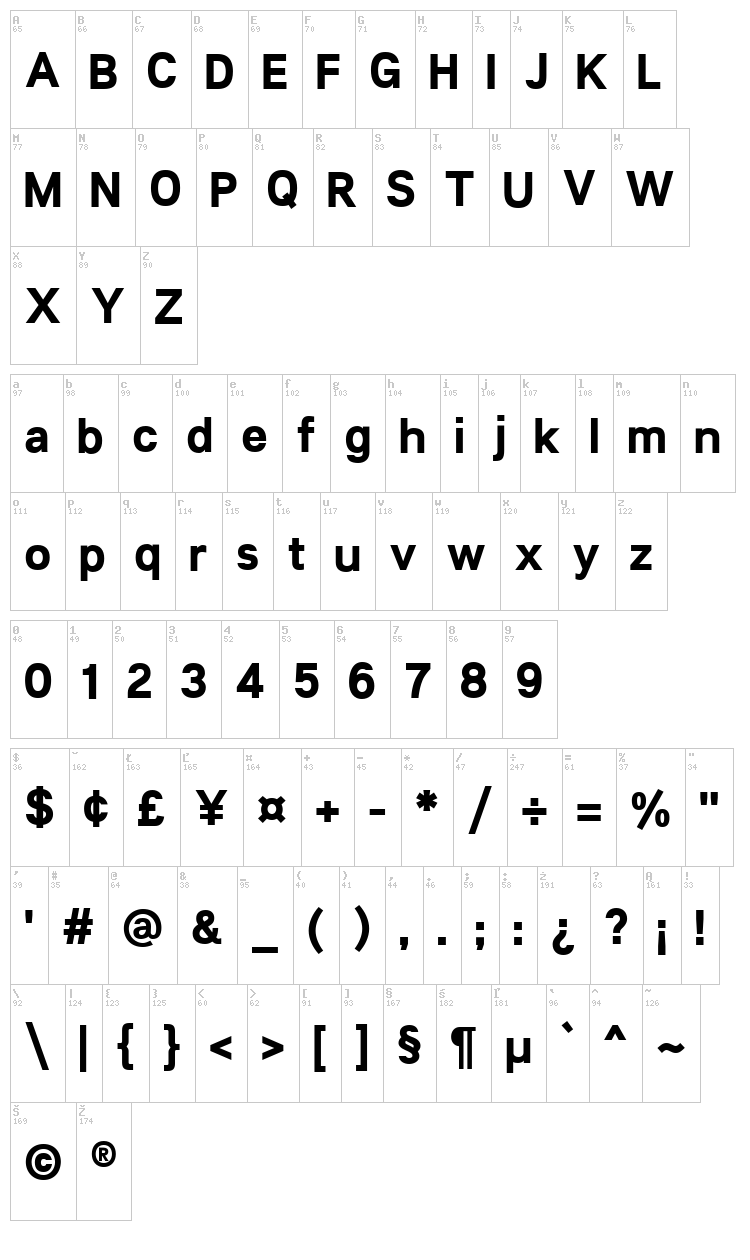 Lunchtype 21 font map