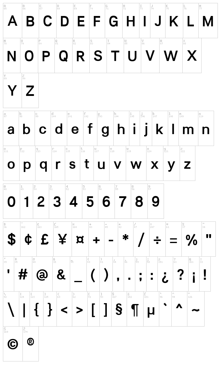 Lunchtype 21 font map