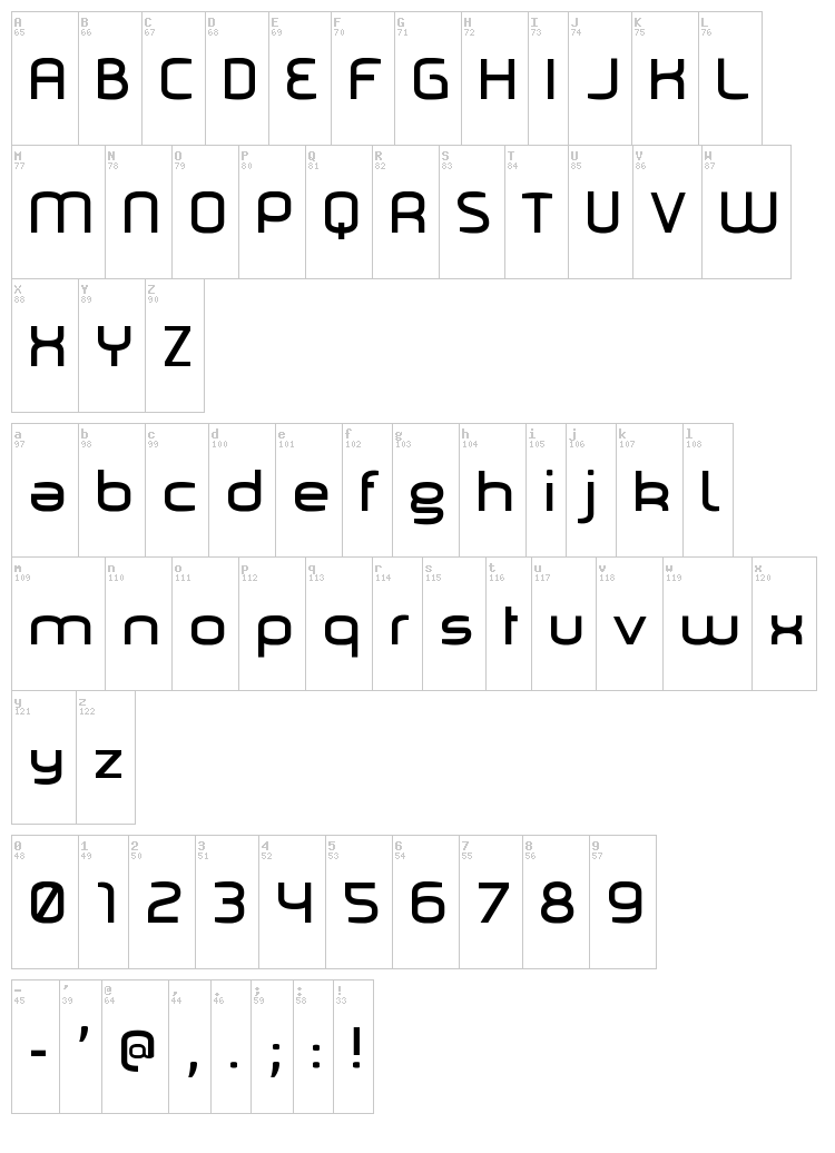 Marilou font map