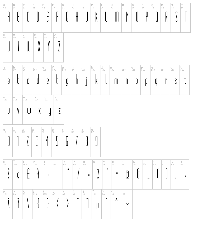 Matchbook font map