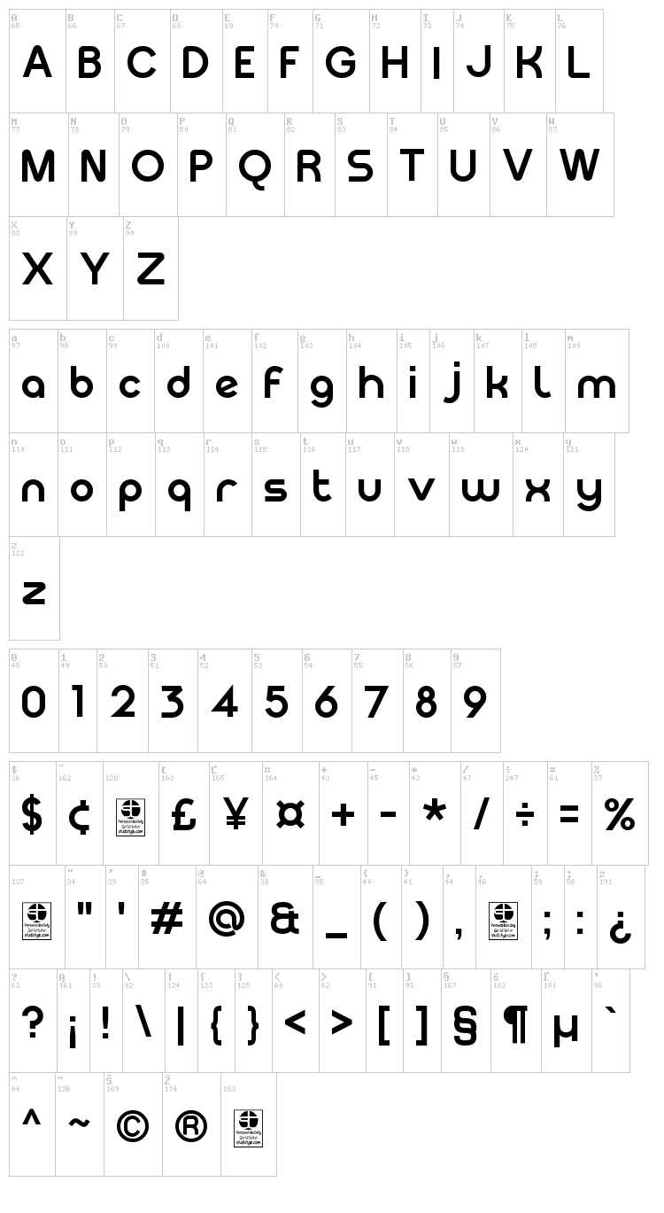 Meltix font map