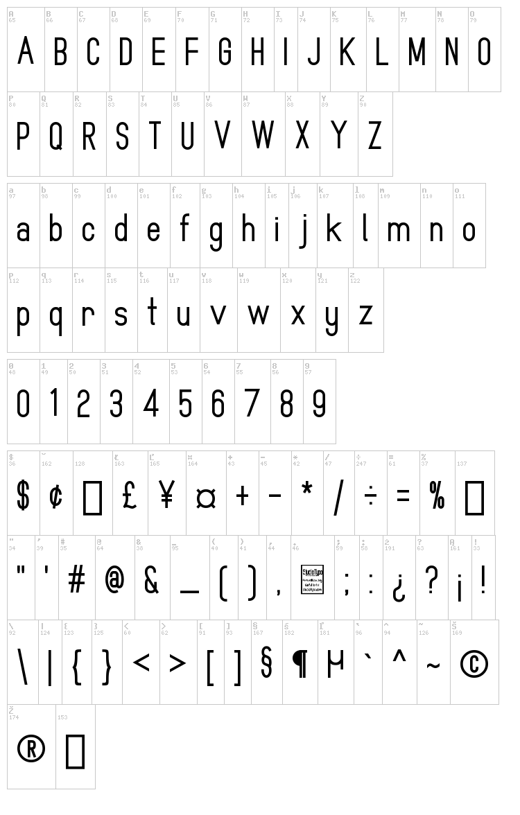 MindBlue font map