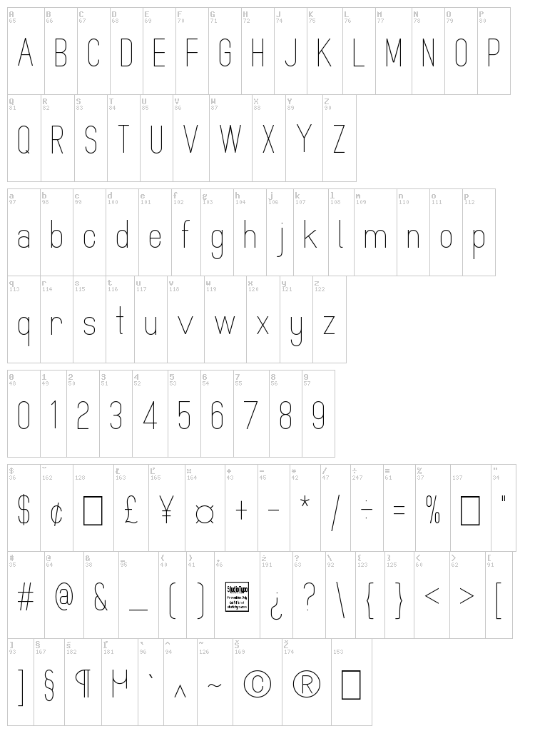 MindBlue font map