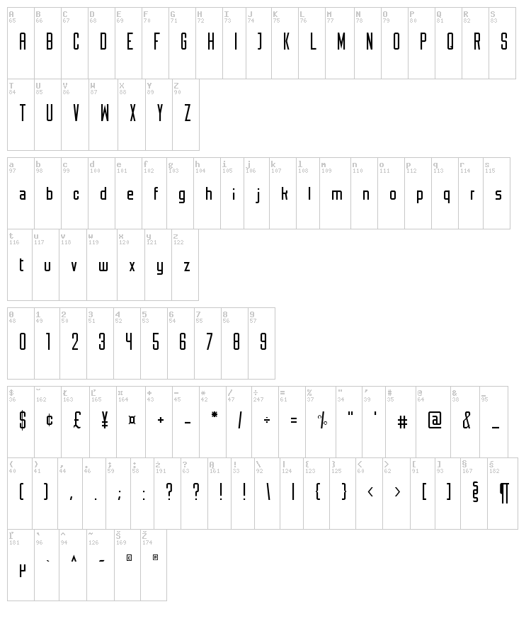 Monotone font map