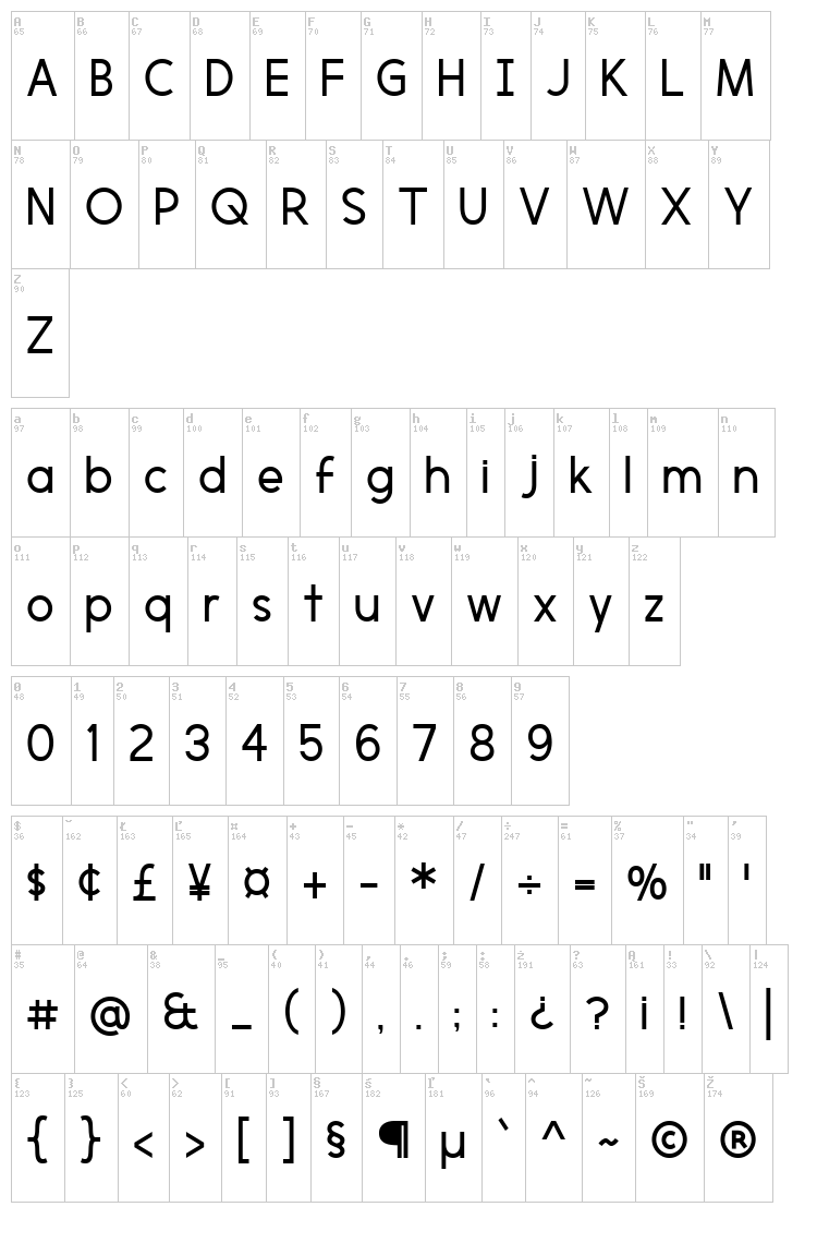 Morningtype font map