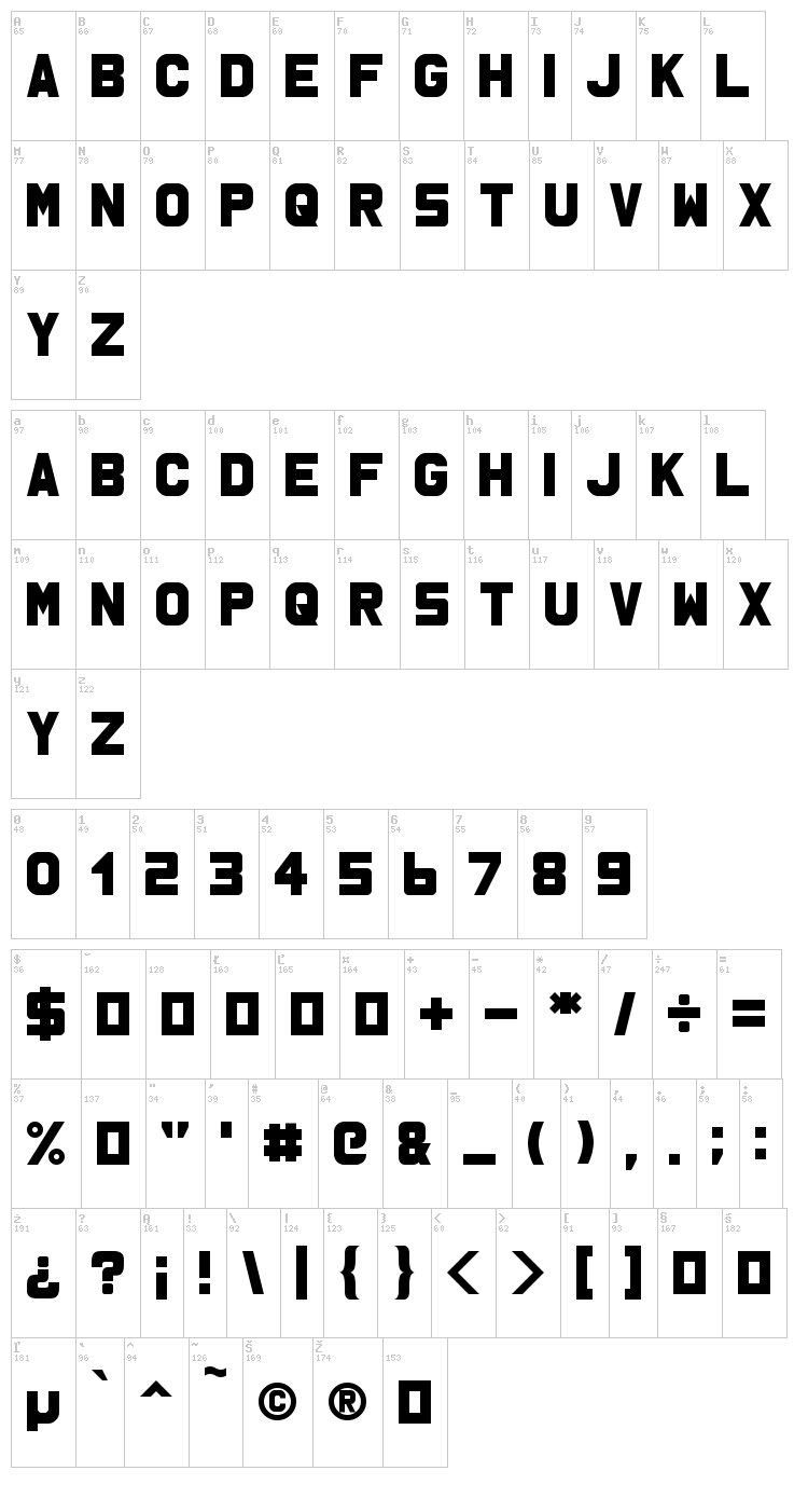 MSU1 font map
