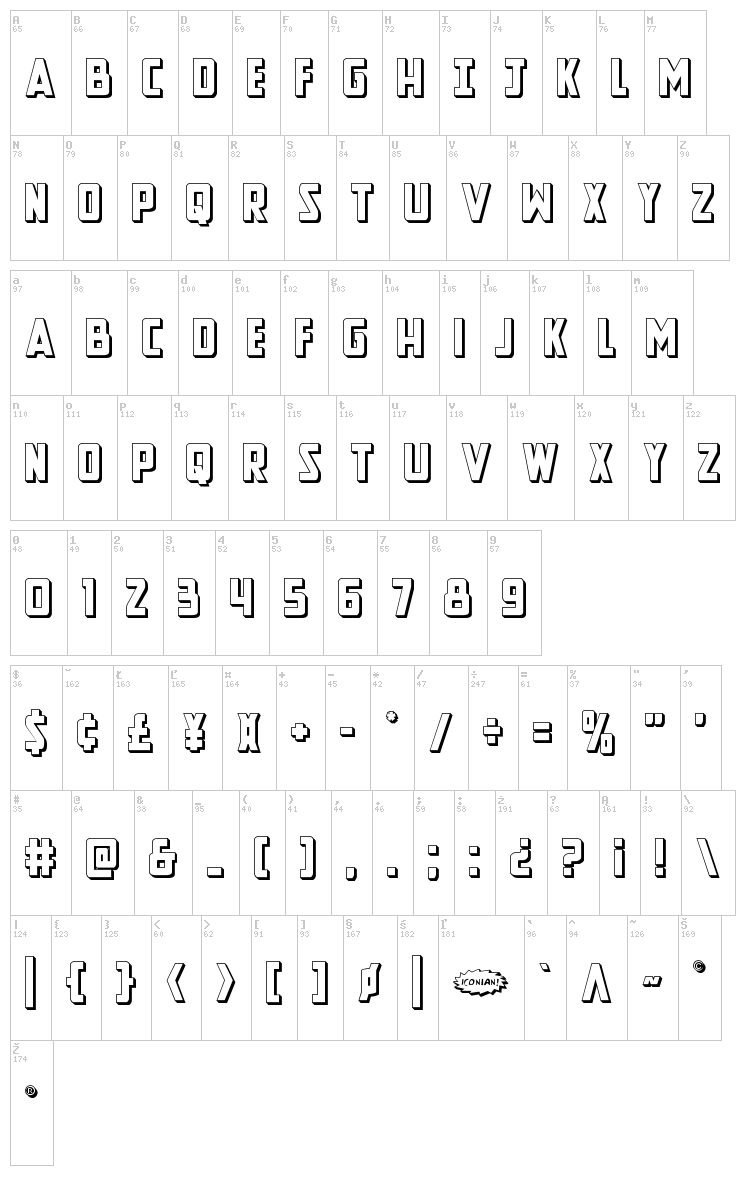 New Comic Title font map