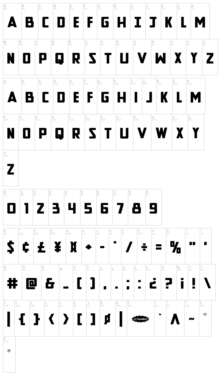 New Comic Title font map