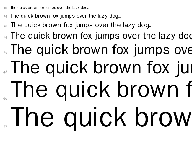 Non Serif font waterfall