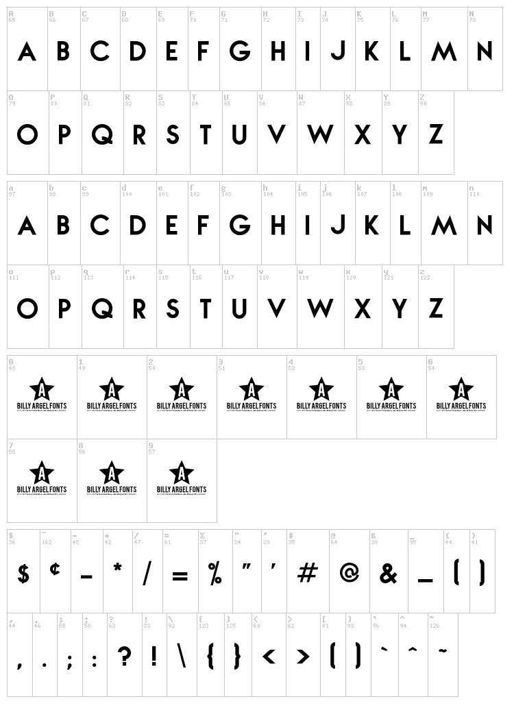 Nova font map