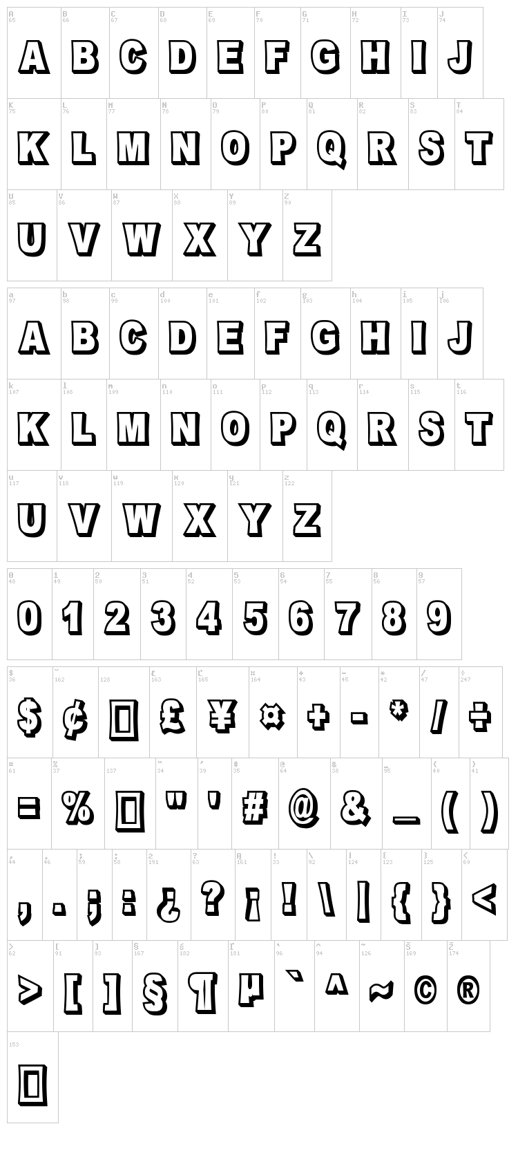 Omniblack font map
