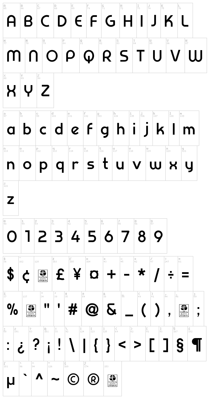 Prestij font map