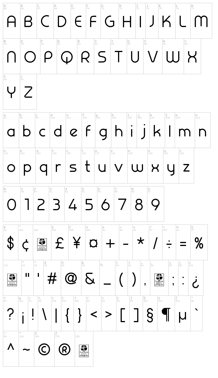 Prestij font map
