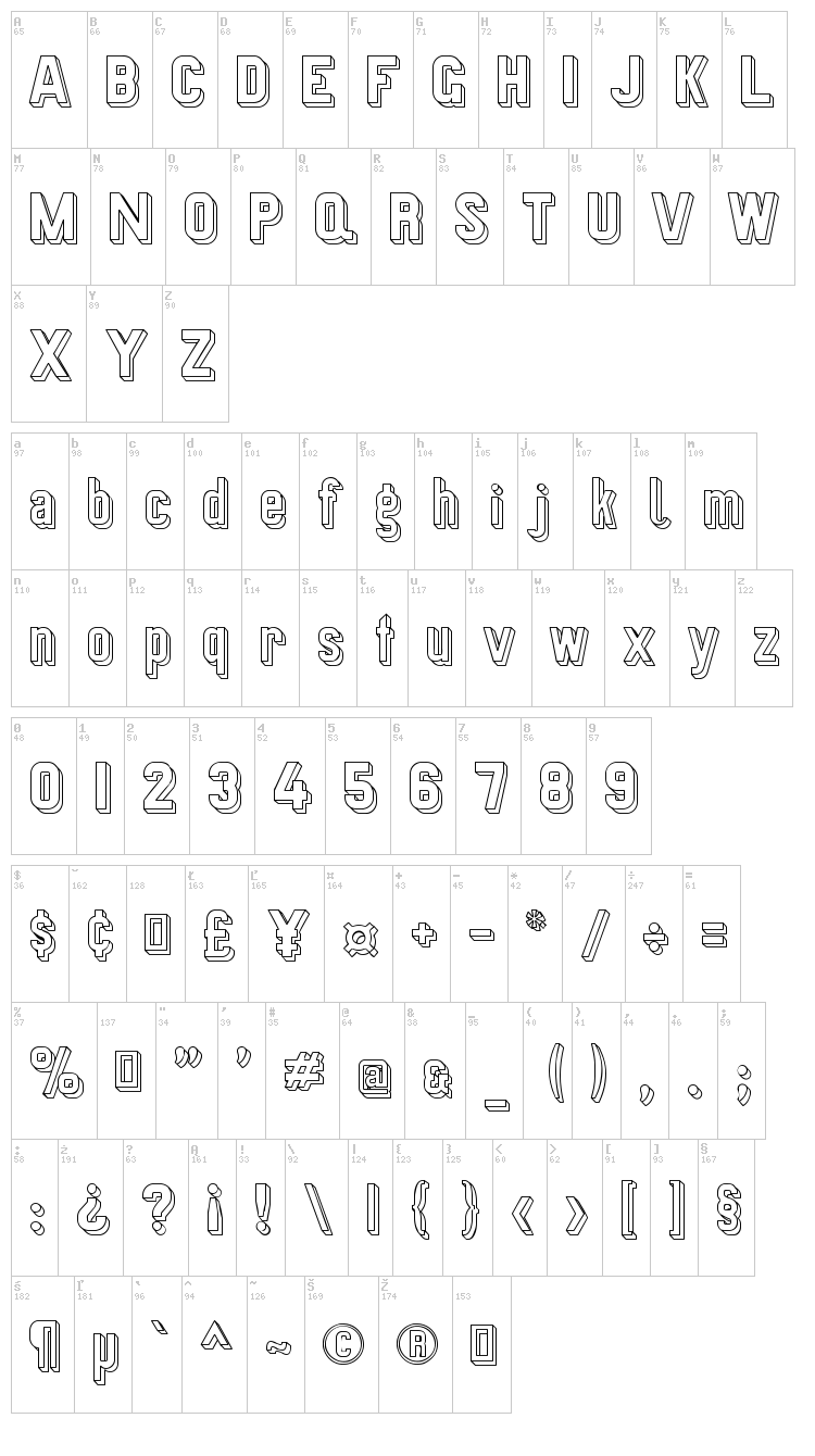 Preussische VI 9 font map