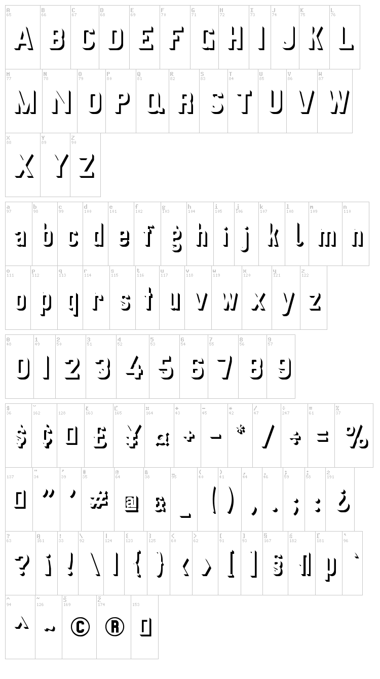 Preussische VI 9 font map