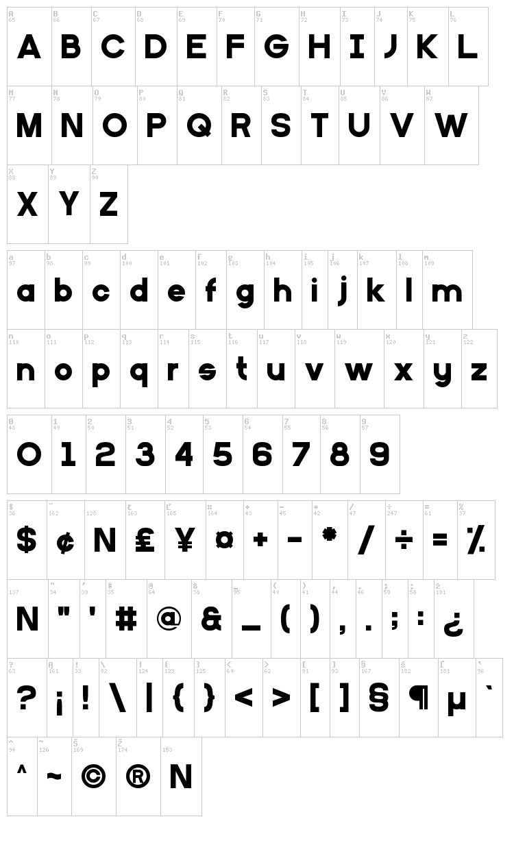 Primary School font map