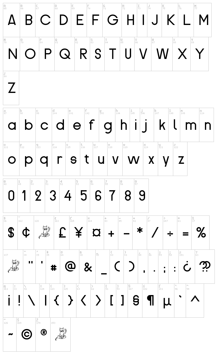 Proletarsk font map