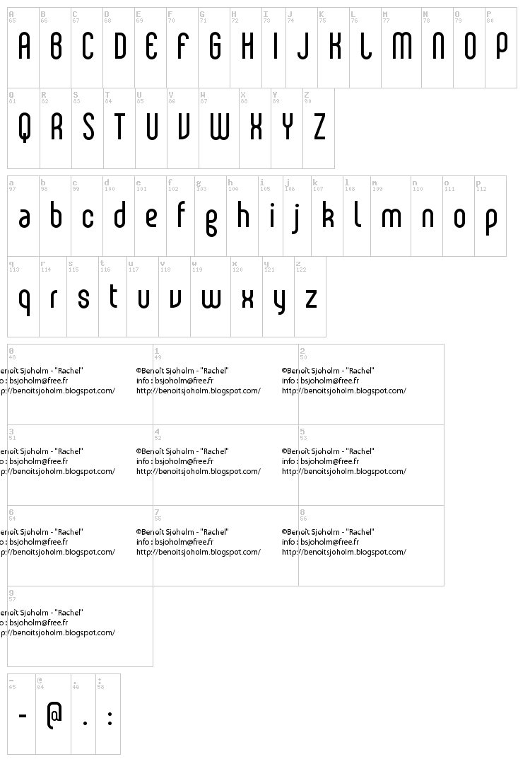 Rachel font map