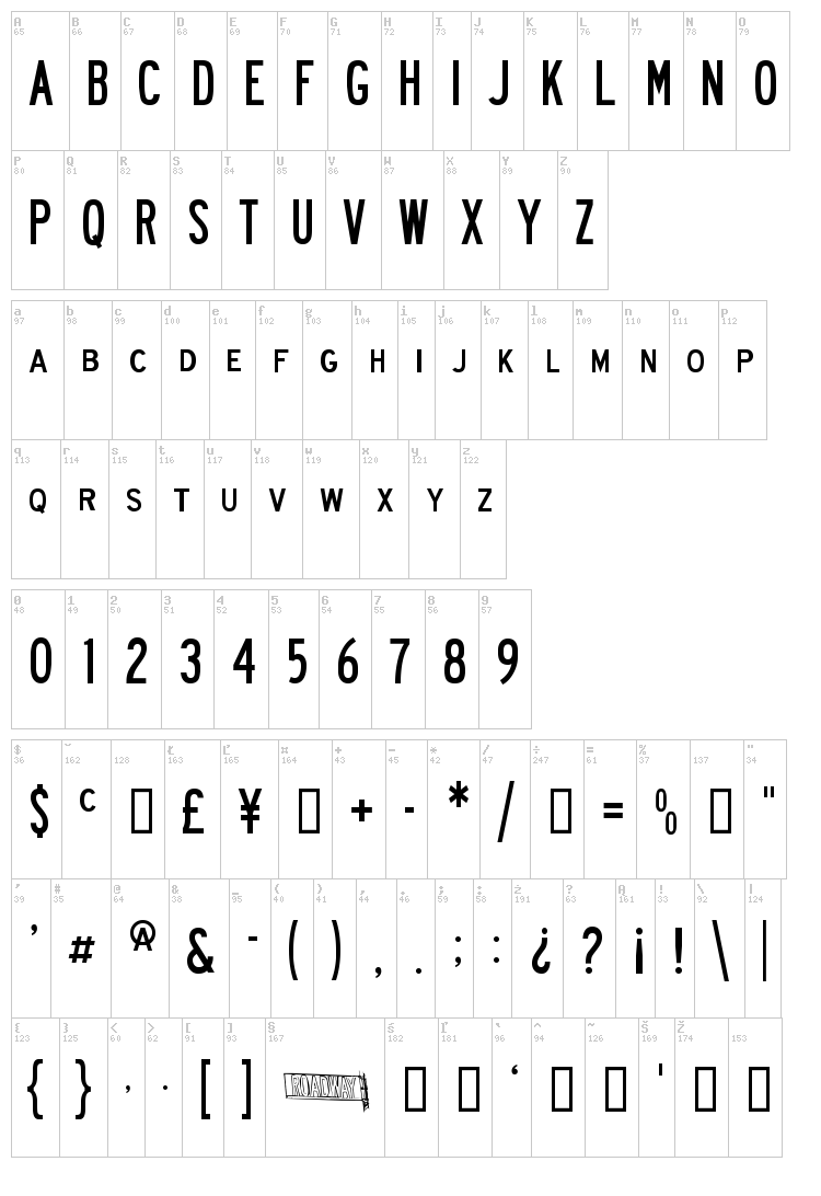 Roadway font map