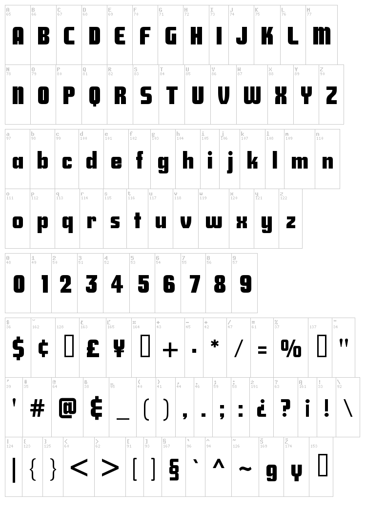 Savings Bond font map