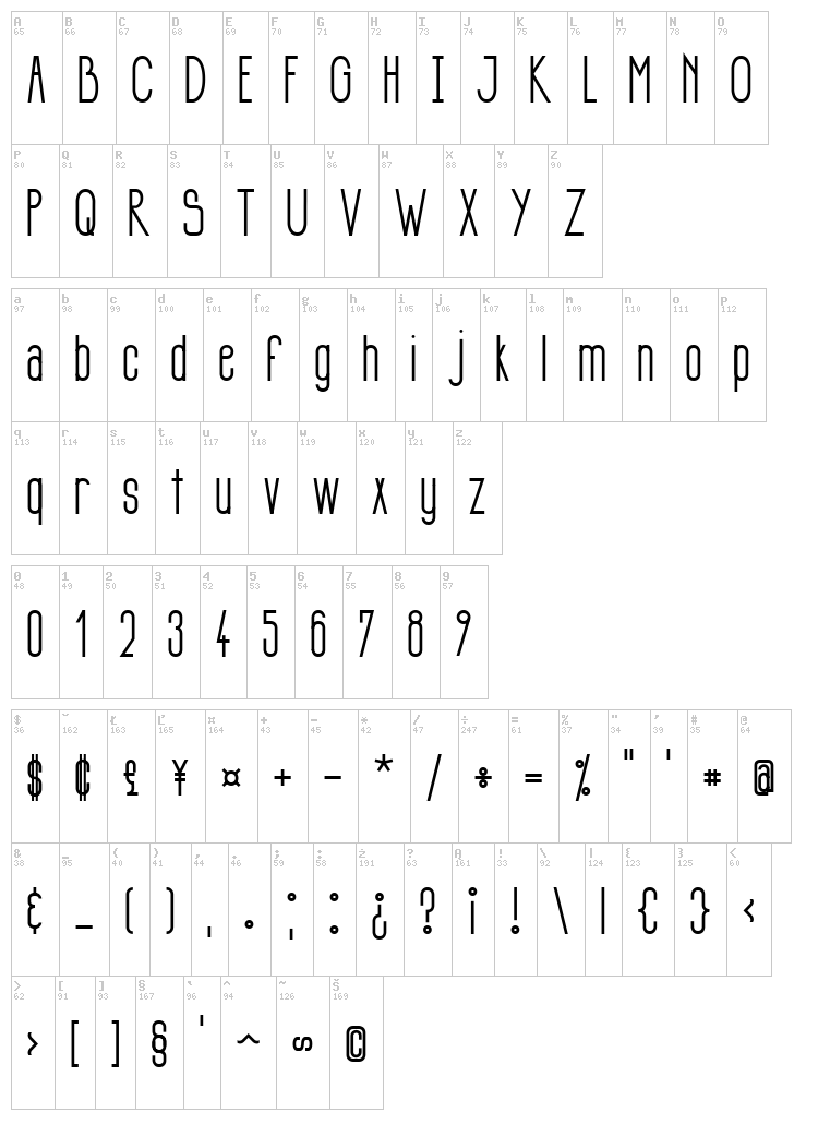Si LuNcai font map