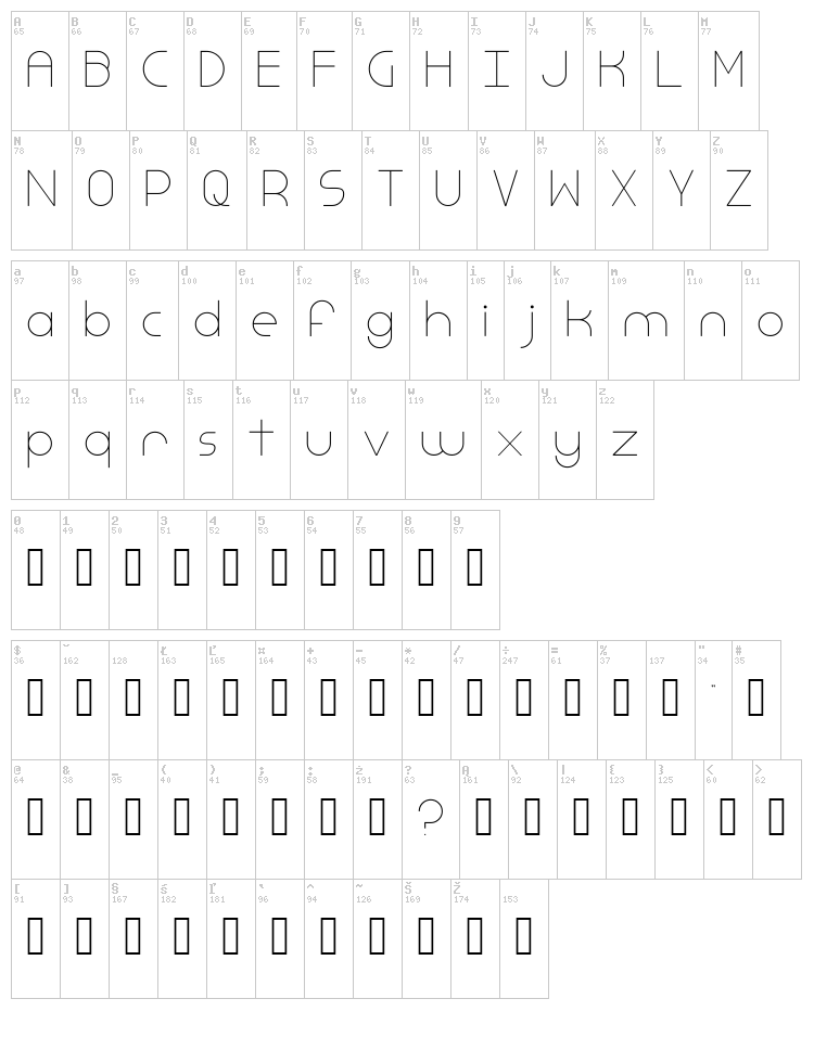 Simple Dandy font map