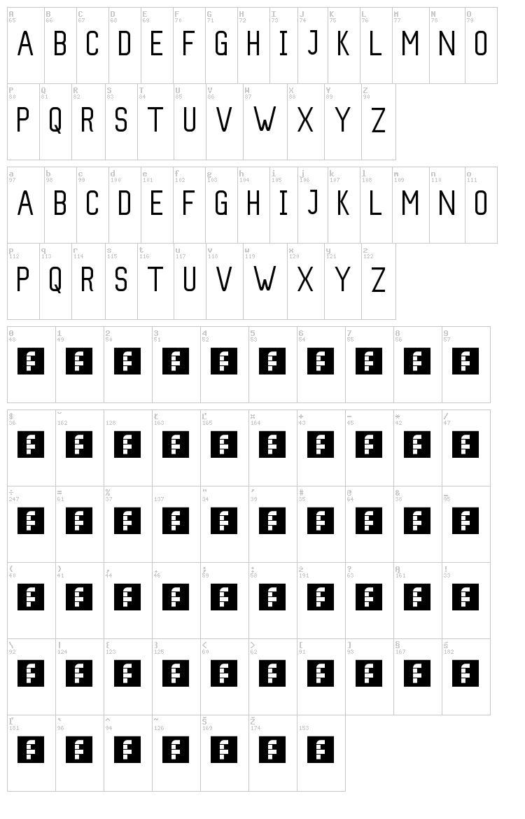 Slim font map