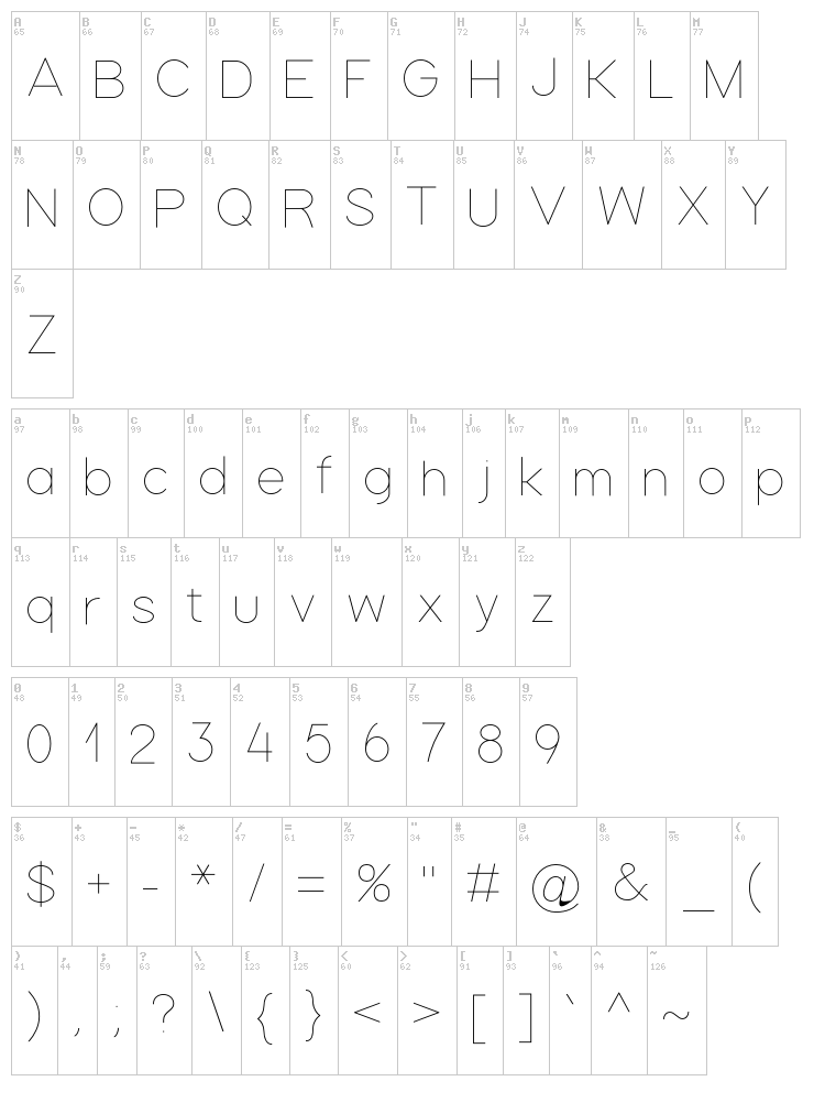 Soft Line font map