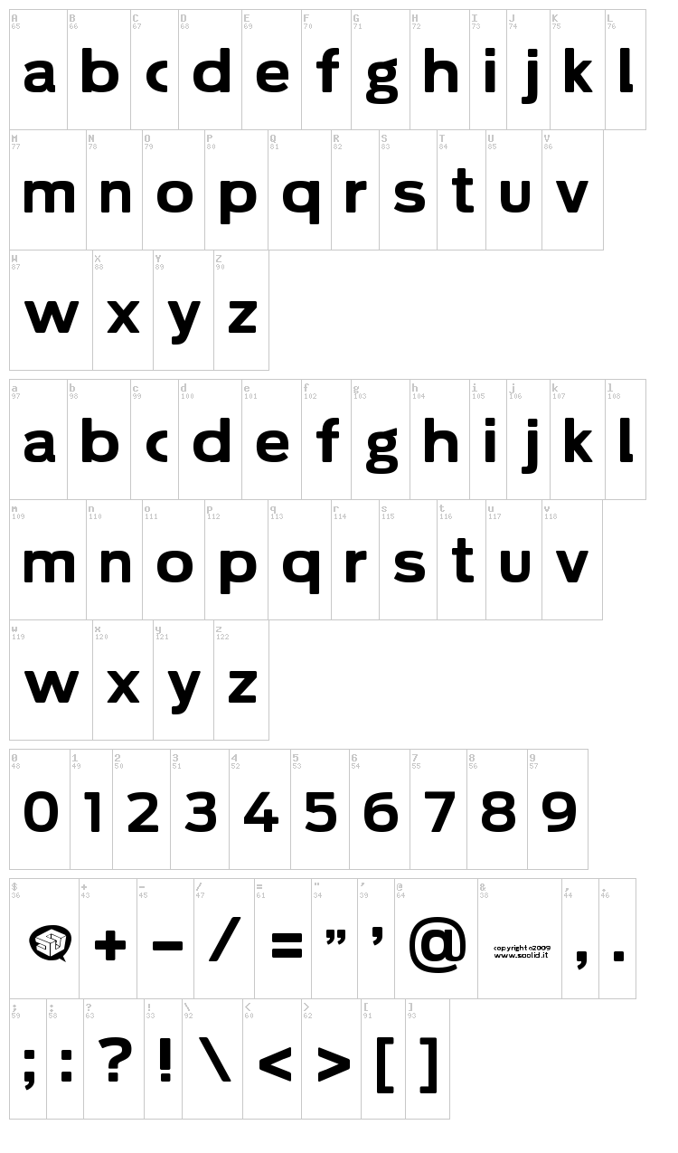 Soolidium font map