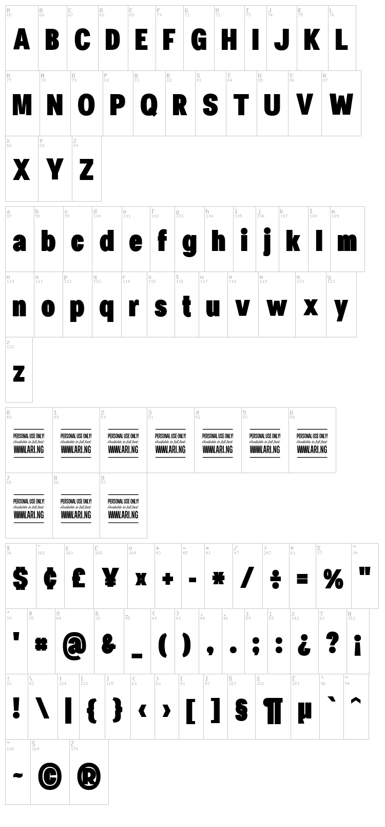 Specify font map