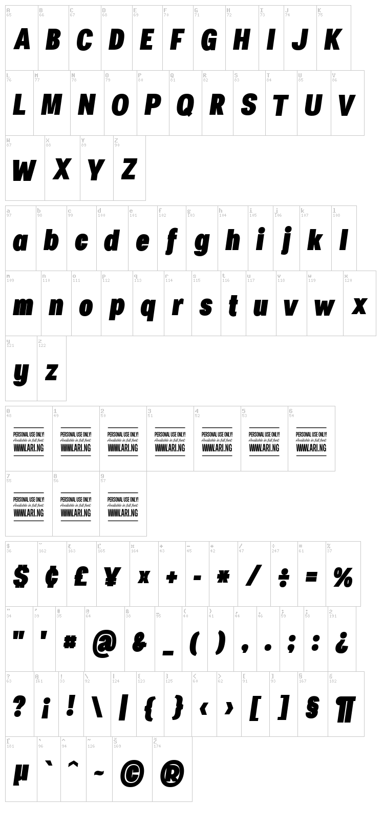 Specify font map